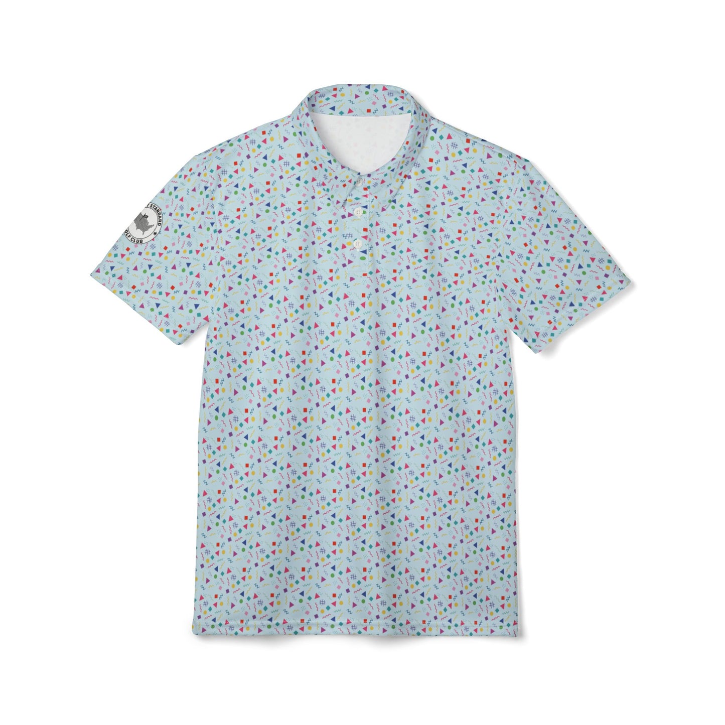 geo print polo - blue