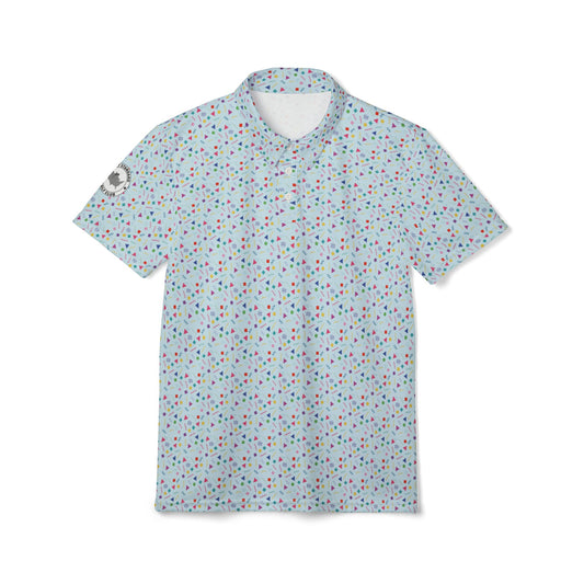 geo print polo - blue